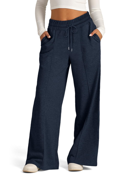 

Jersey Plain Casual Pants, Dark blue, Pants