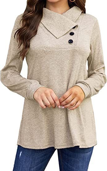 

Loose Casual Blouse, Khaki, Blouses & Shirts