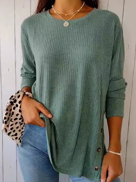 

Women's Long Sleeve Blouse Spring/Fall Plain Jersey Square Neck Daily Going Out Casual Top, Army green, Shirts