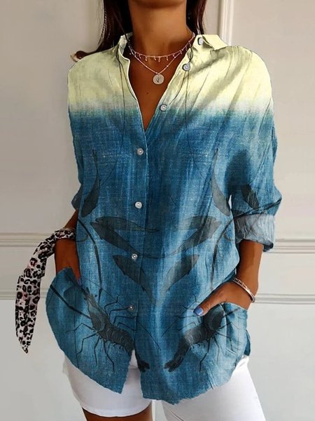 

Shawl Collar Casual Loose Striped Shirt, Color3, Blouses