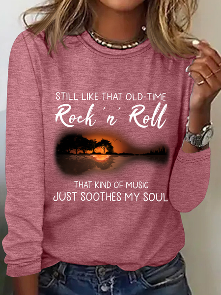 Rock Old Time Casual Long Sleeve Shirt, Watermelon, Long sleeves