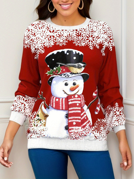 

Casual Crew Neck Christmas Sweatshirt Zipper, Red, Hoodies & Sweatshirts