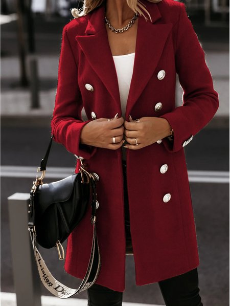

Women's Spring/Fall Outerwear Casual Plain Long Sleeve Shawl Collar Regular Blazer, Wine red, Blazers