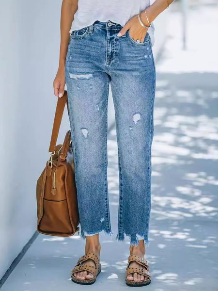 

Plain Casual Loose Jeans, Light blue, Denim&Jeans