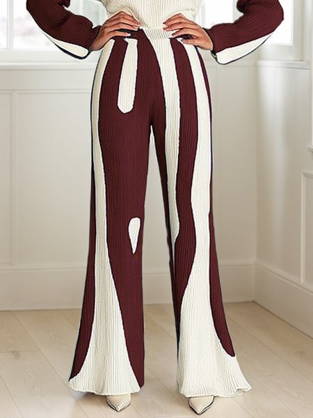

Casual Color Block Fashion Sweater Pants, Red, Pants