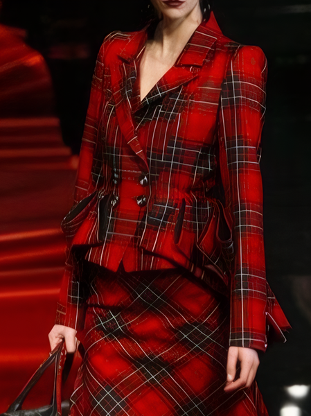 

Regular Fit Urban Regular Sleeve Plaid Jacket, Red, Jackets