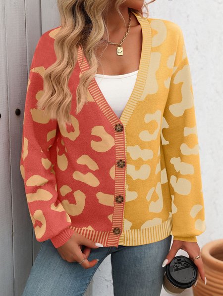 

Women Wool/Knitting Color Block Long Sleeve Comfy Casual Cardigan, Orange, Swimwear