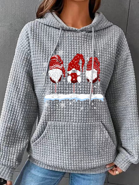 

Wine Glasses Gnomies Christmas Simple Loose Hoodie, Gray, Hoodies&Sweatshirts