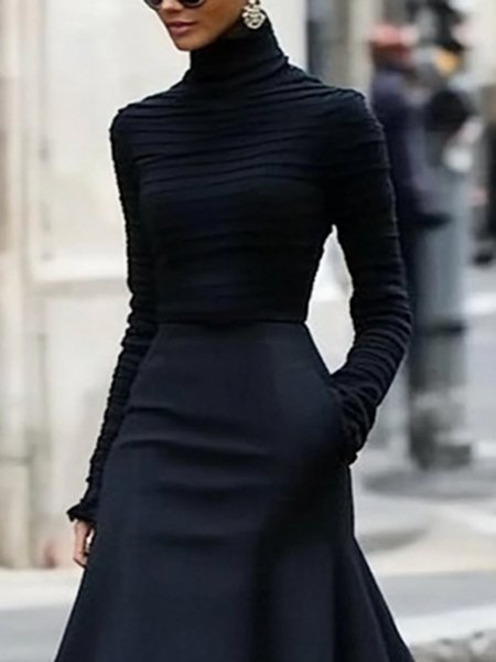 

Elegant Plain Tight Regular Sleeve Long Sleeve T-Shirt, Black, Tees