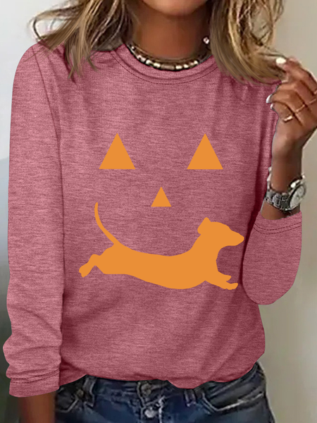

Dachshund And Halloween Casual Long Sleeve Shirt, Watermelon, Long sleeves