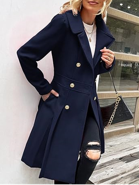 

Loose Plain Casual Others Jacket, Navyblue, Outerwear
