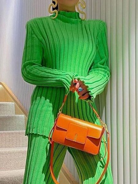 

Mock Neck Casual Regular Fit Regular Sleeve Sweater, Green, Pullovers