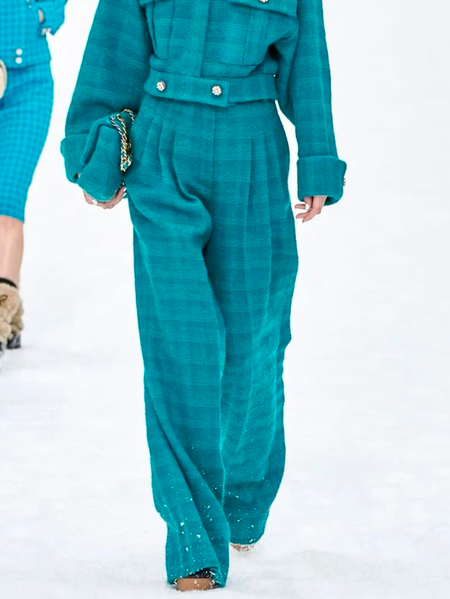 Plaid Loosen Ruched Urban Fashion Pants, Blue, Pants