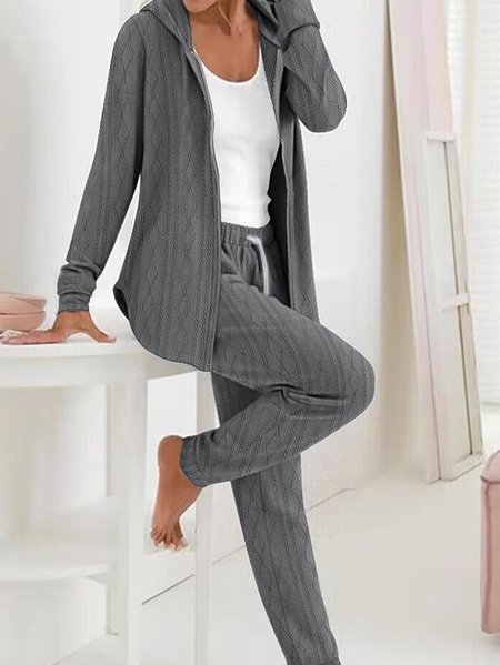 

Crew Neck Casual Jersey Two-Piece Set, Dark gray, Suits