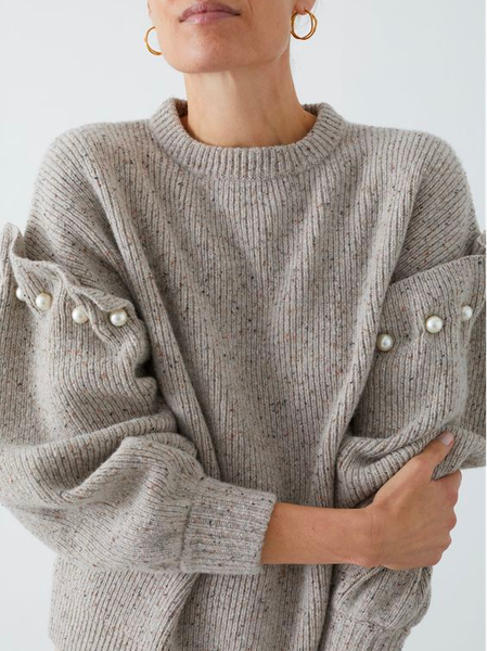 

Casual Imitation Pearls Sweater, As picture, Pullovers