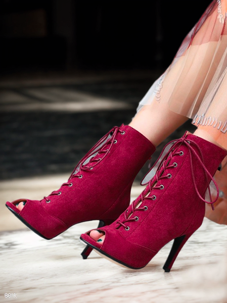

Autumn Plain Fashion Boots, Wine red, Boots