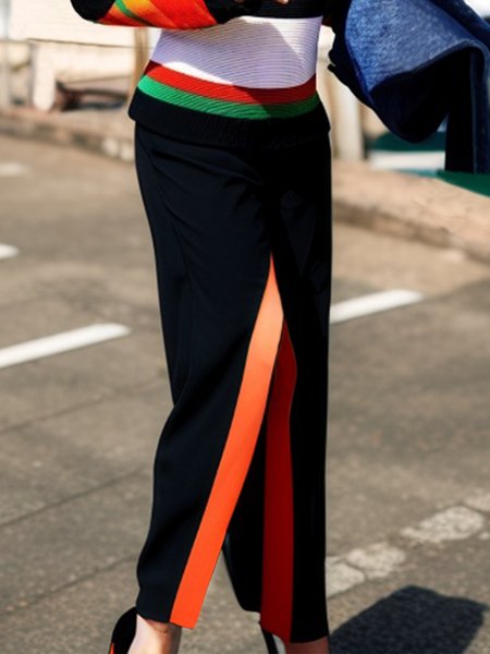 

Urban Regular Fit Color Block Maxi Sweater Skirt, Black-orange, Skirts