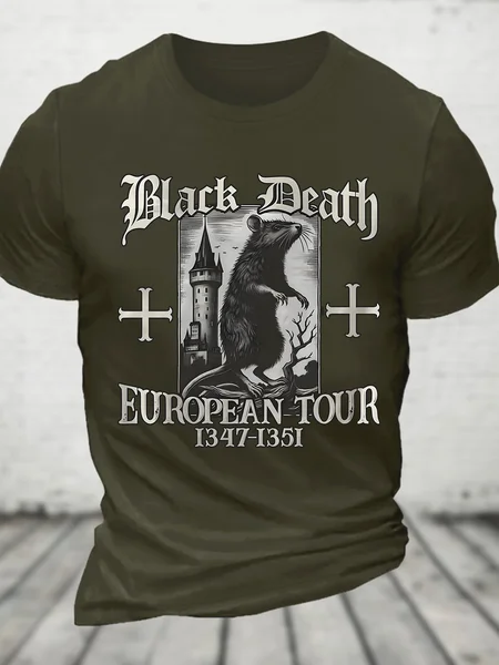 

Black Death Print Cotton T-shirt, Army green, T-shirts