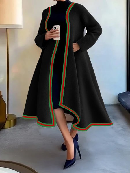 

Color Block Casual Long Sleeve Sweater Cardigan, Black-green, Cardigans