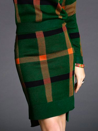 

Urban Plaid Tight Sweater Mini Skirt, As picture, Skirts