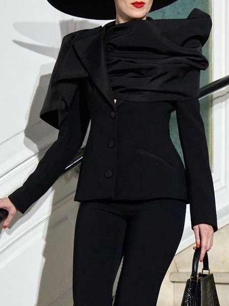 

Long Sleeve Elegant Shawl Collar Blazer, Black, Blazers
