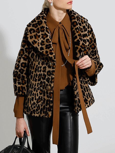 

Urban Loose Shawl Collar Teddy Jacket, Brown, Teddy Jackets