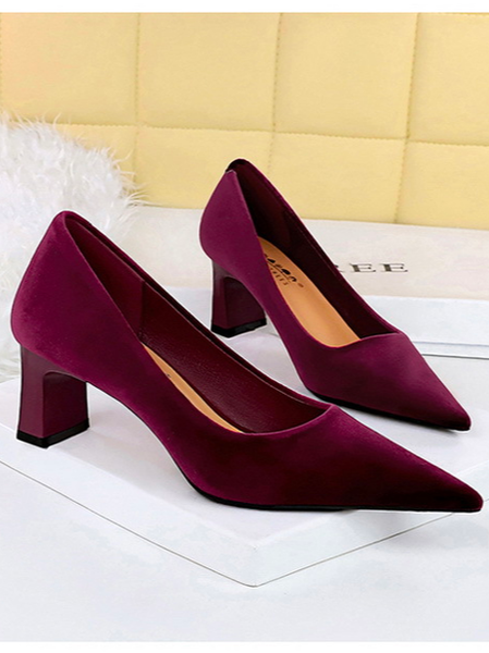 

All Season Velvet Urban Flat, Wine red, Heels