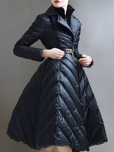 

Elegant Plain Regular Sleeve Regular Fit Padded Jacket With No Belt, Black, Padded Jackets
