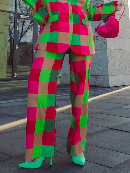 

Plaid Urban Loose Fashion Pants, As picture, Pants