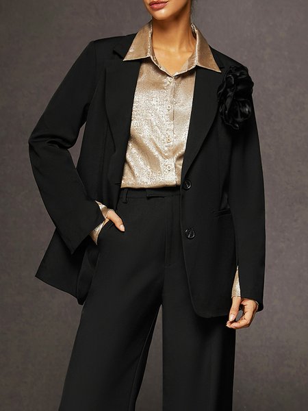 

Urban 3D Floral Long Sleeve Loose Blazer, Black, Blazers
