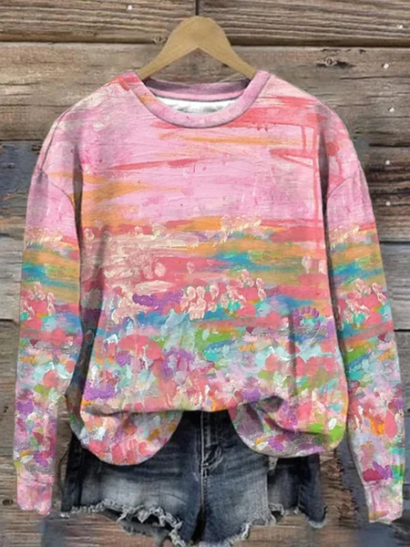 

Women's Breast Cancer Awareness Print Long Sleeve Sweatshirt, Pink, Hoodies&Sweatshirts