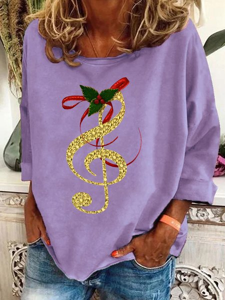 

Christmas Music Notes Casual Sweatshirt, Lavender, Hoodies&Sweatshirts