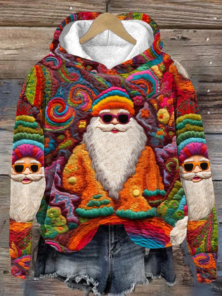 

Women's Colorful Santa Print Hoodie, As picture, Hoodies&Sweatshirts