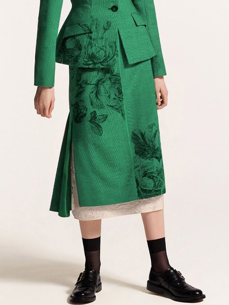 

Regular Fit Urban Irregular Craftsmanship Skirt, Green, Skirts