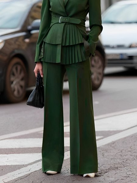 

Plain Urban Loosen Pants, Green, Pants