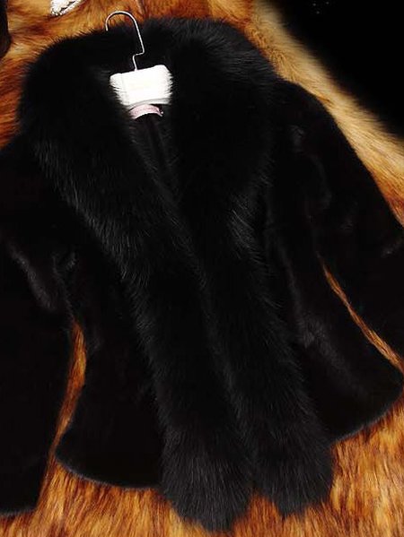 

Women's Autumn Outerwear Urban Fluff/Granular Fleece Fabric Plain Long Sleeve Wrap Jacket, Black, Outerwear