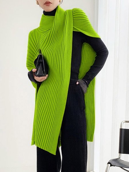 

Loose Urban Asymmetrical Sweater, Green, Pullovers