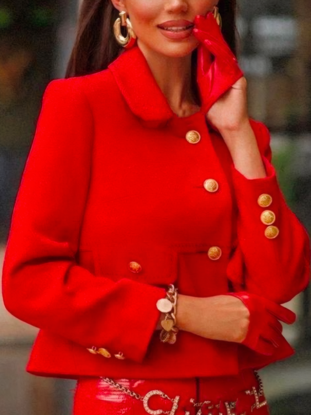 

Urban Shawl Collar Loose Jacket, Red, Jackets