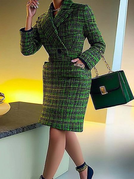 

Urban Plain Regular Fit Regular Sleeve Dress, Green, Midi Dresses