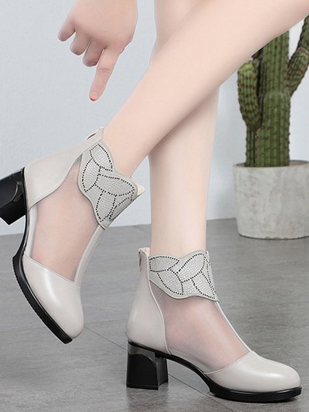 

Autumn Plain Pu Chunky Heel Boots, Gray, Boots