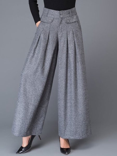 Urban Loosen Fashion Wide leg Pants, Gray, Pants