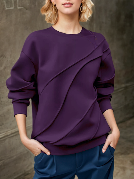 

Casual Loose Crew Neck Sweatshirt, Purple, Hoodies and Sweatshirts