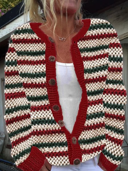 

Knitted Casual 3D Printing Cardigan, Red, Cardigans