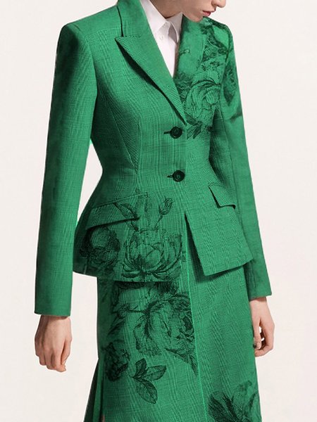 

Lapel Collar Regular Sleeve Urban Blazer, Green, Blazers