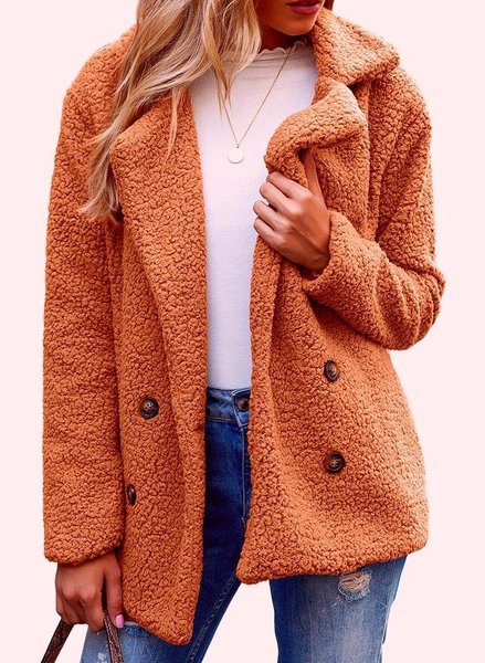 

Khaki Buttoned Casual Quilted Coat, Caramel, Outerwear