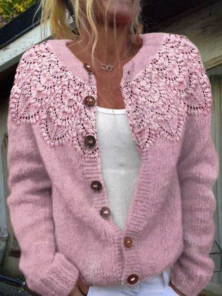 

Casual Regular Fit Cardigan, Pink, Cardigans