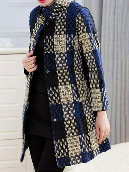 

Urban Loose Regular Sleeve Stand Collar Coat, As picture, Coats