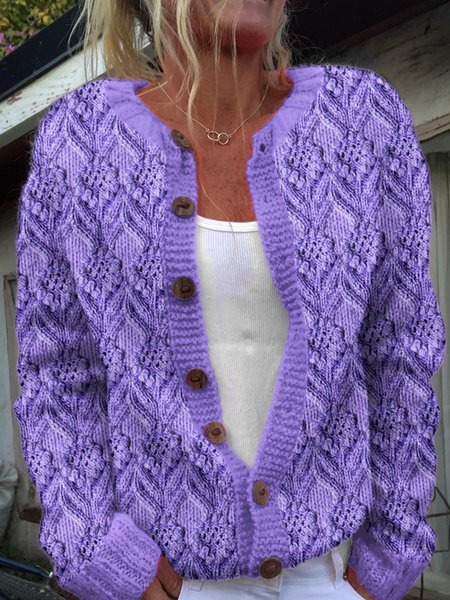 

Floral Casual Cardigan, Purple, Cardigans