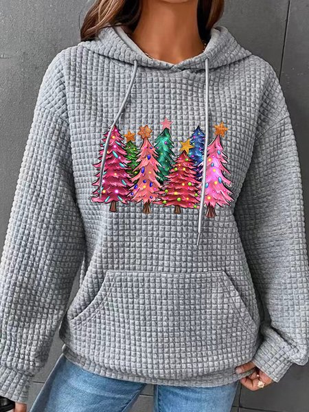 

Pink Tree Christmas Simple Loose Hoodie, Gray, Hoodies&Sweatshirts