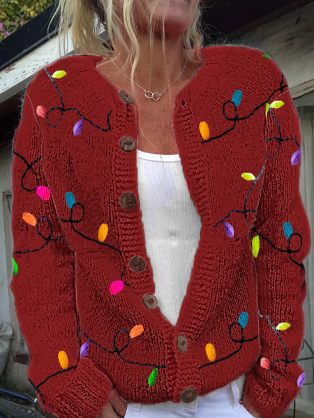

Women's Christmas Casual 3D Printing Cardigan, Red, Cardigans